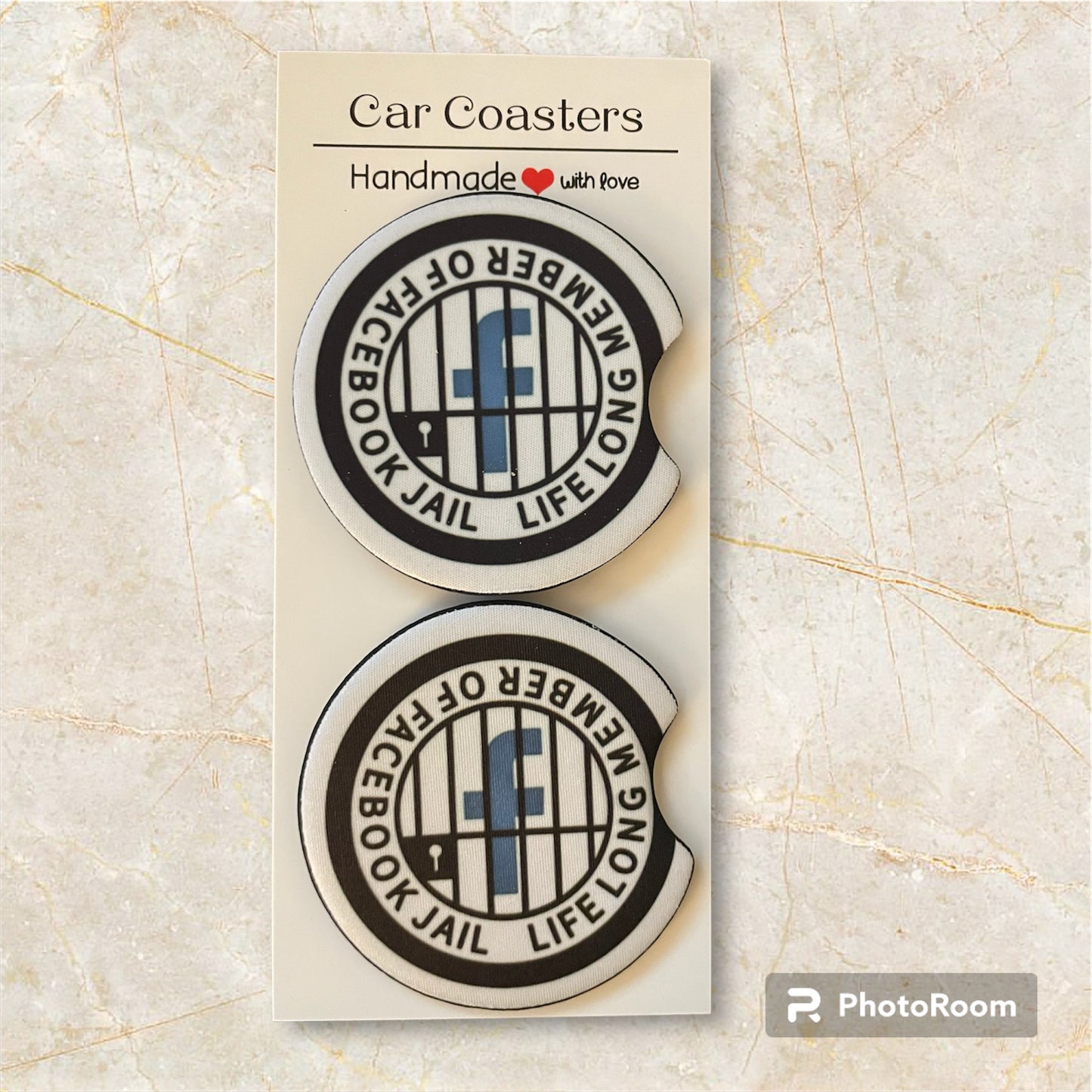 Set of Car Coasters - soft absorbent material. Fits most cup holders.