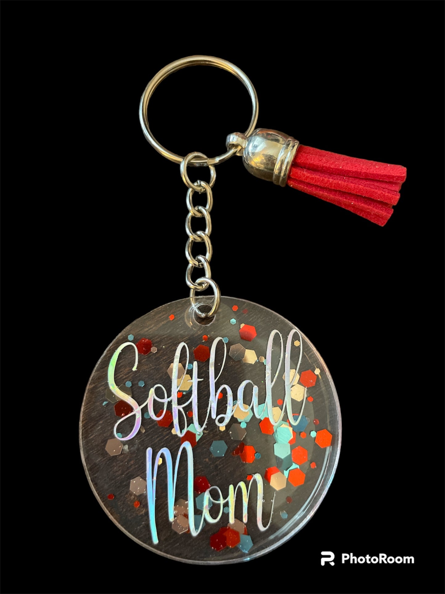 Resin / Epoxy Keychain - Hand poured and uniquely made. Team mom supporter