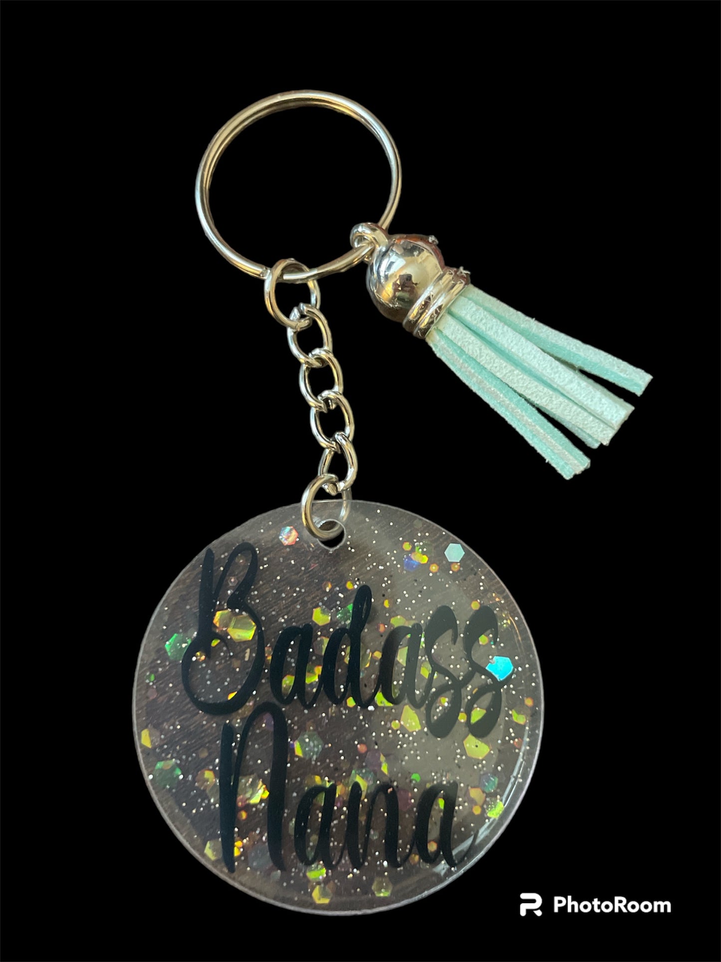 Resin / Epoxy Keychain - Hand poured and uniquely made. Badass (Mom, Nana, Gigi, Mama, Mimi, Memaw)