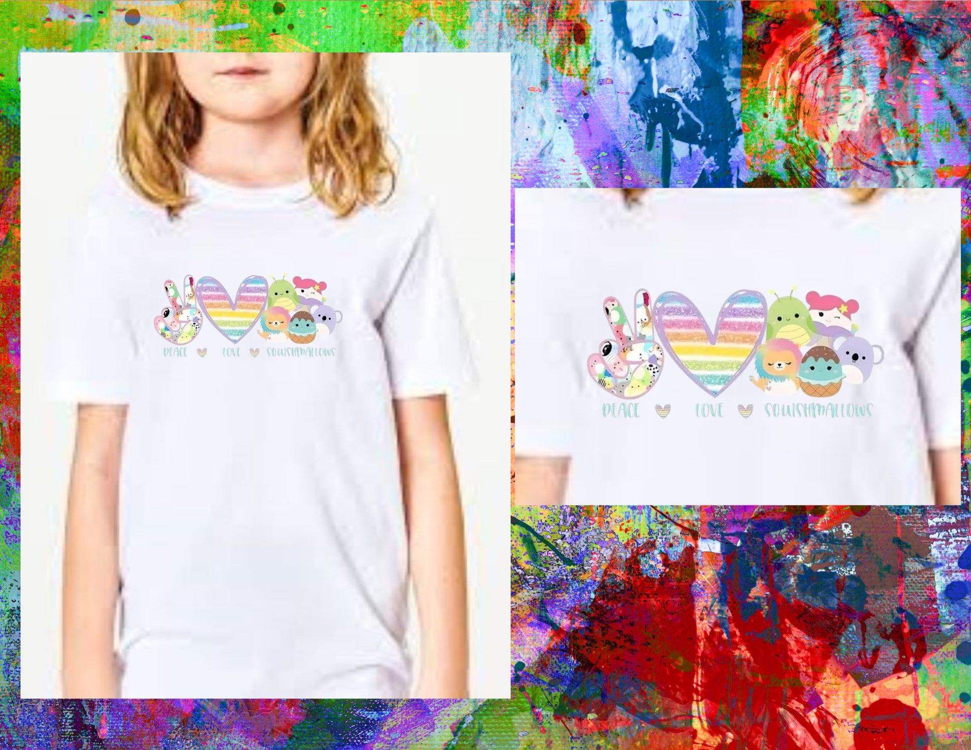 "Peace Love Squishmallows " Funny saying - Toddler - Youth Short Sleeve Shirt - Crazy and Cute Crafts