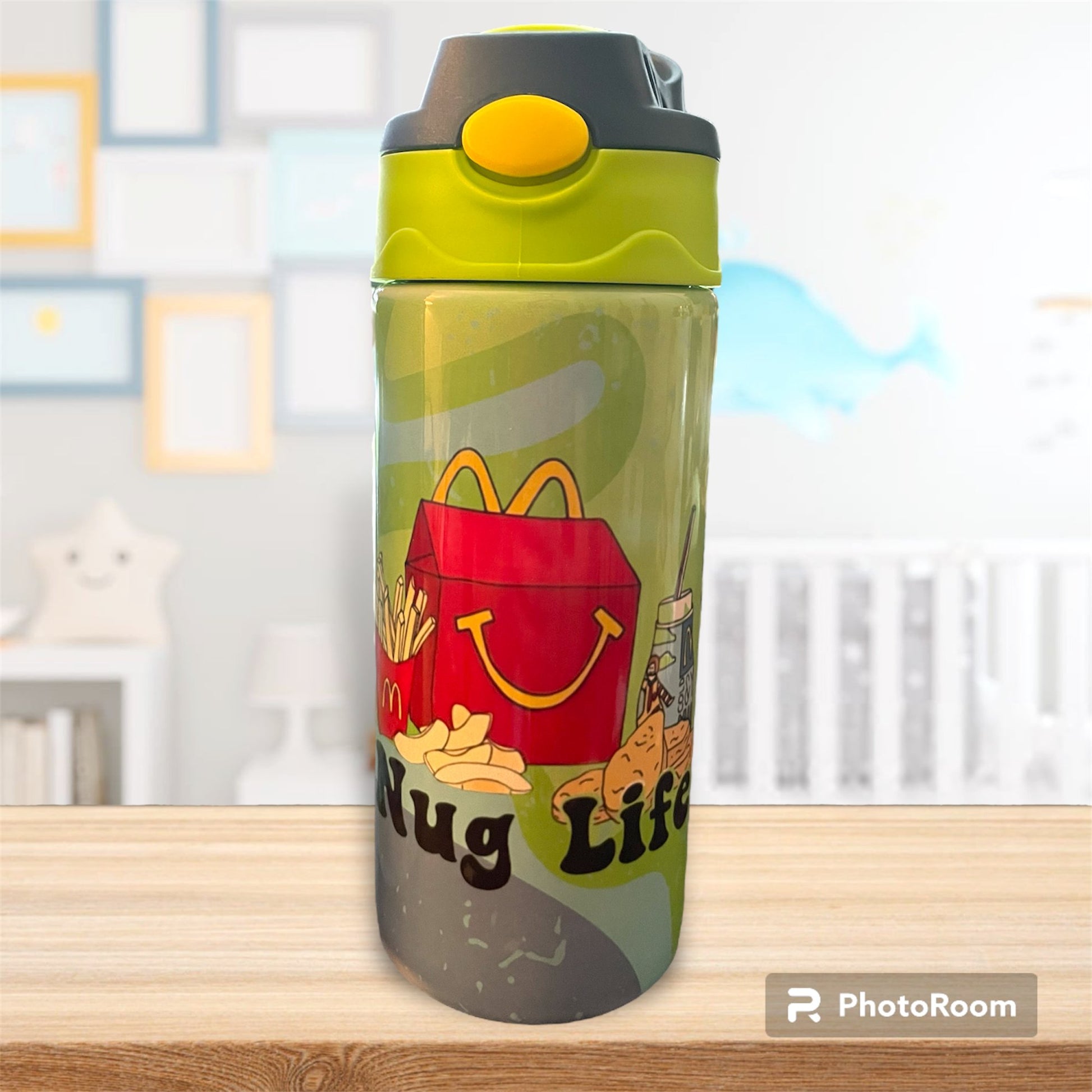 12 oz Insulated Metal kids / toddler Tumbler with flip top lid and built in straw “nug life ” - Crazy and Cute Crafts