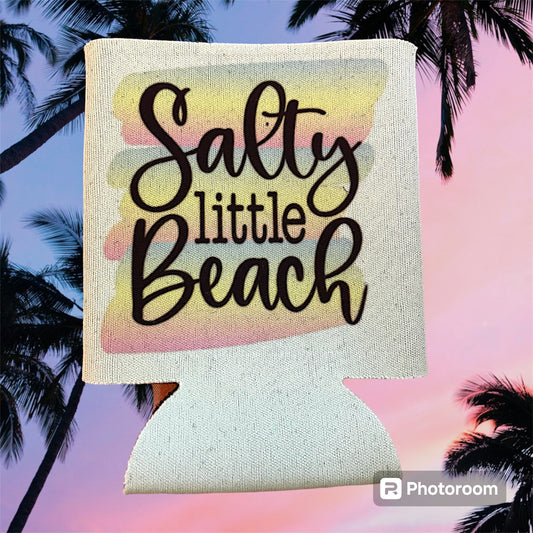 Can cooler sleeve “Salty little beach”