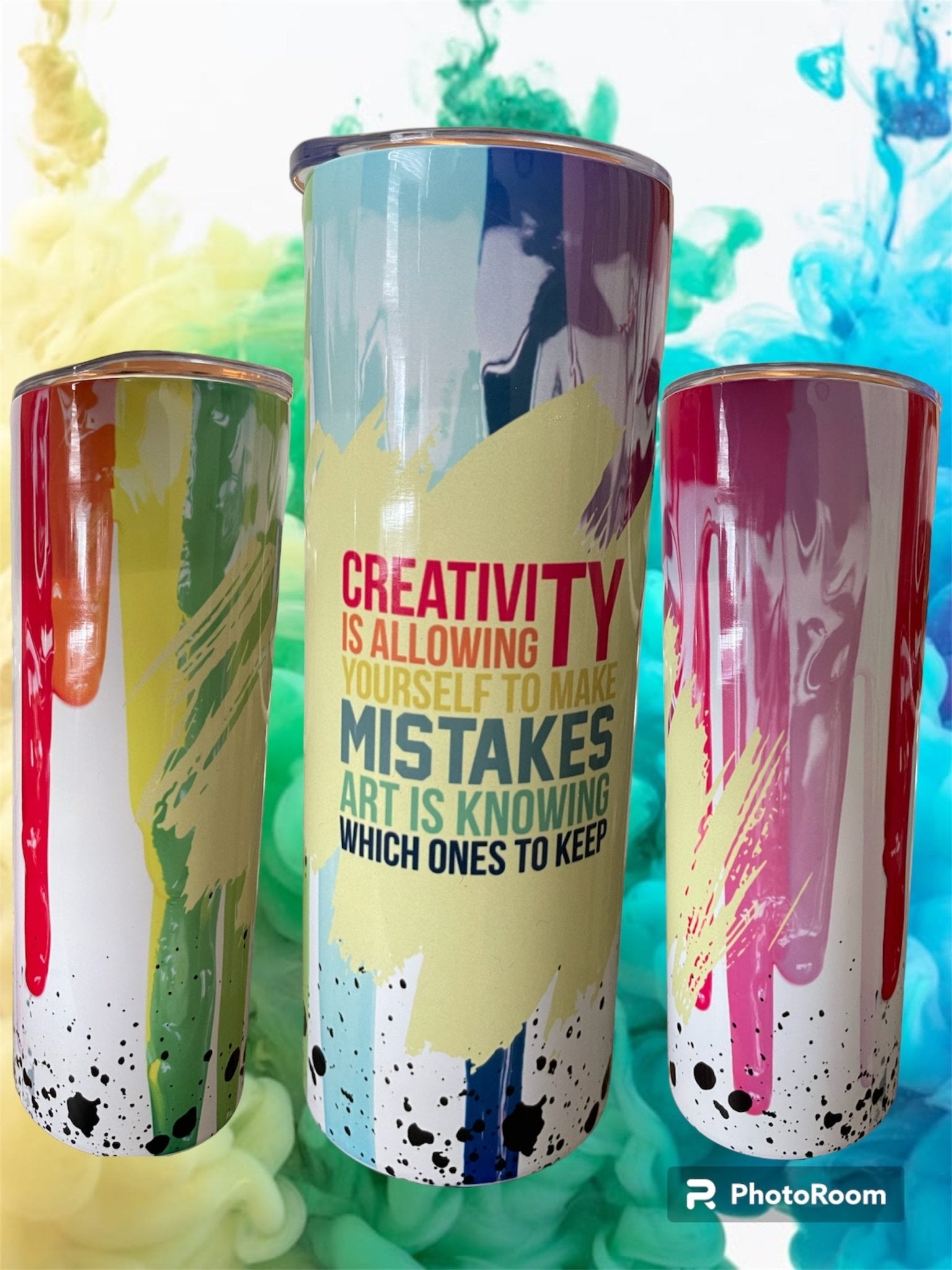 20oz Insulated Metal Tumbler "creativity is allowing yourself to make mistakes art is knowing which ones to keep" - Crazy and Cute Crafts