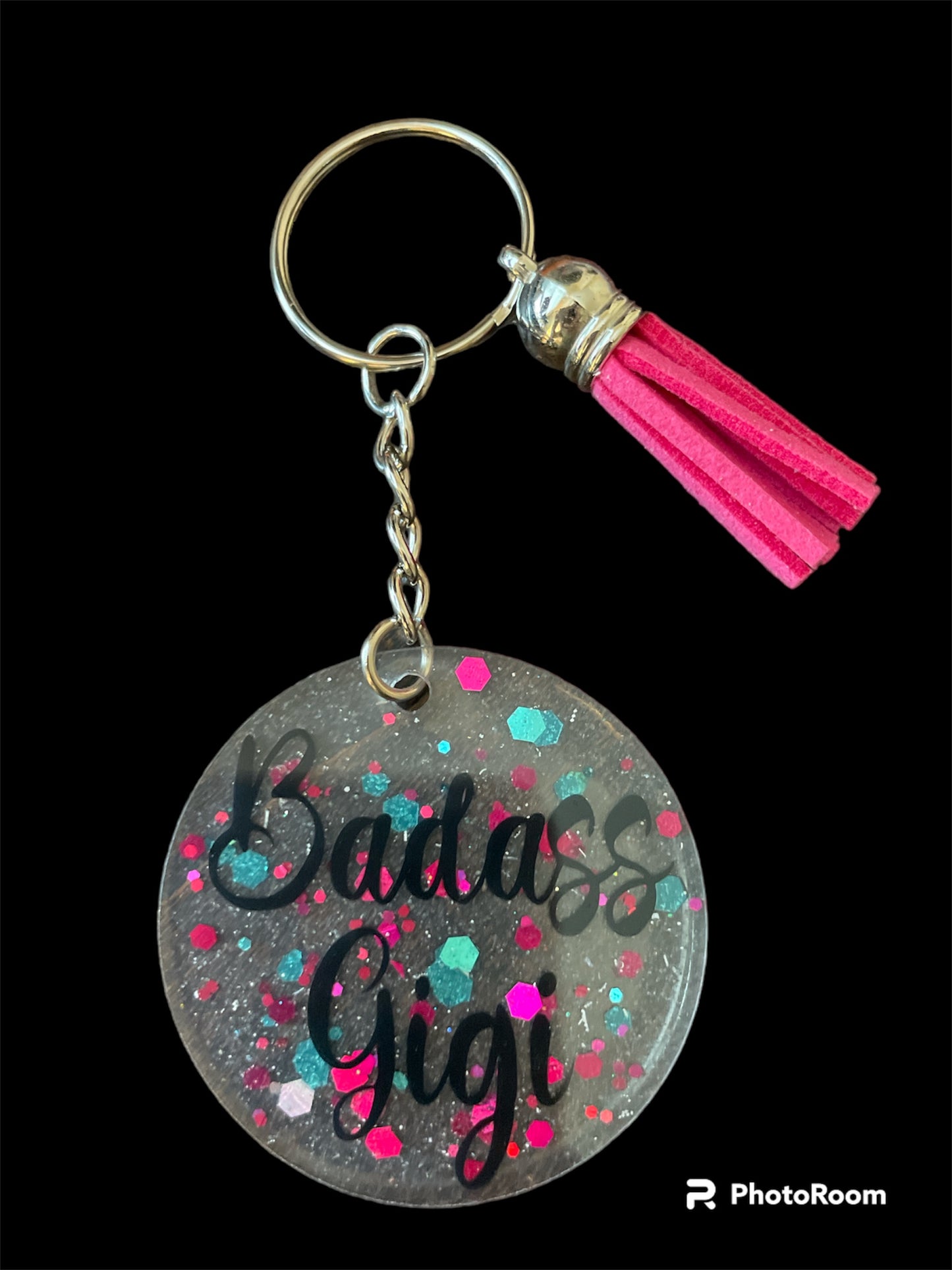 Resin / Epoxy Keychain - Hand poured and uniquely made. Badass (Mom, Nana, Gigi, Mama, Mimi, Memaw)