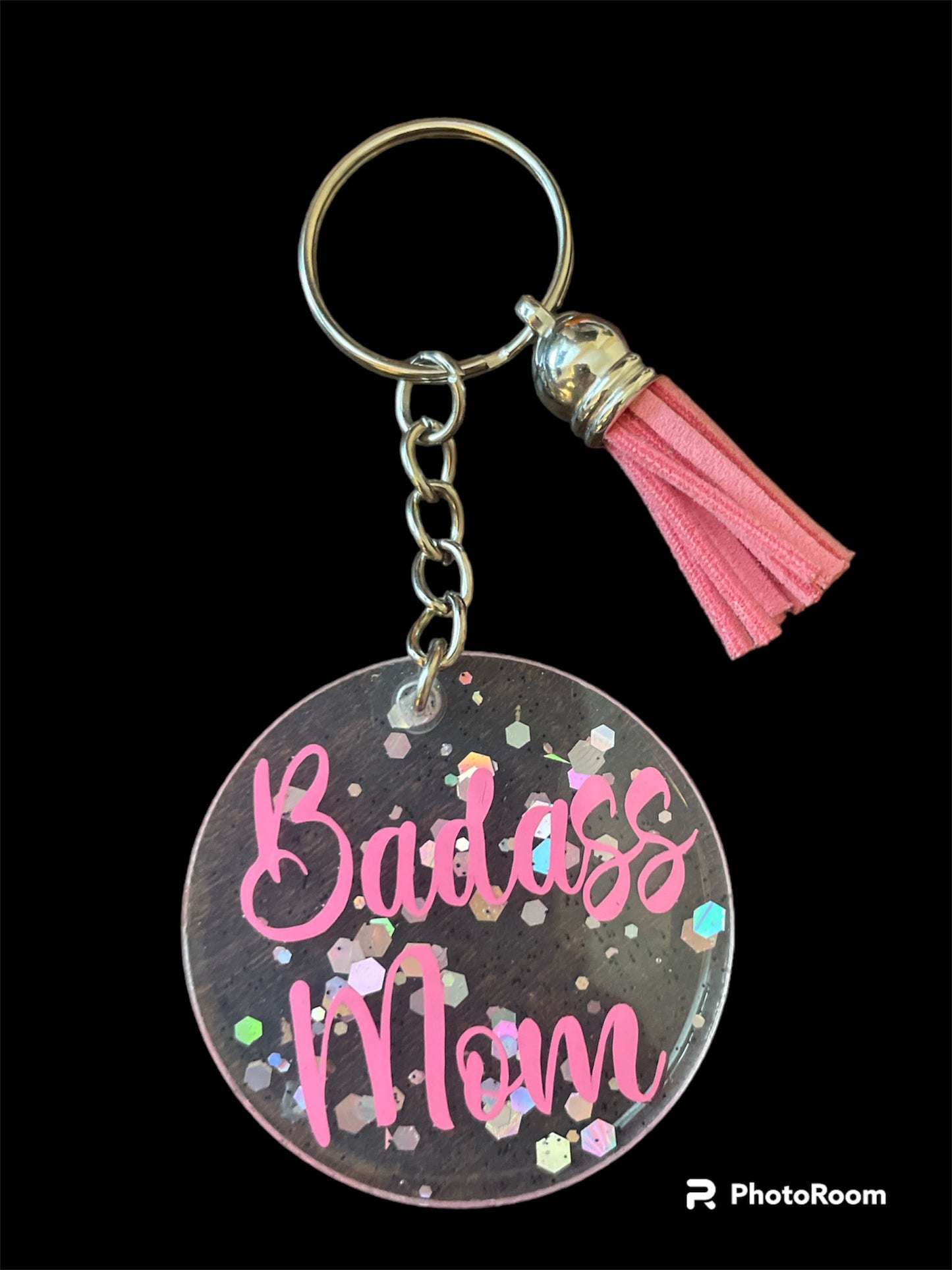 Resin / Epoxy Keychain - Hand poured and uniquely made. Badass (Mom, Nana, Gigi, Mama, Mimi, Memaw)