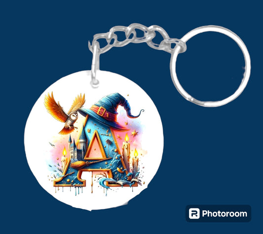 Story book whimsical castle tale letter initial keychain. Pick your letter.