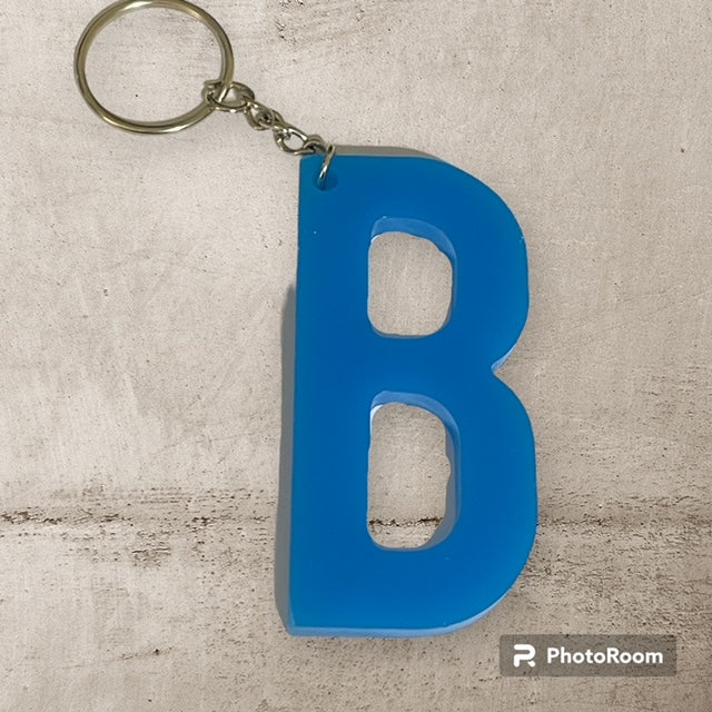 Resin / Epoxy Keychain Letter B - Hand poured and uniquely made. Size 2 1/2" x 1 1/2"