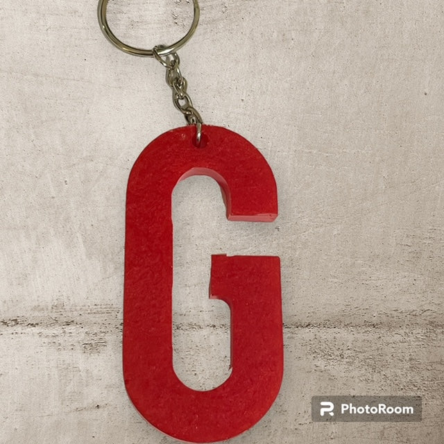 Resin / Epoxy Keychain Letter G - Hand poured and uniquely made. Size 2 1/2" x 1 1/2"