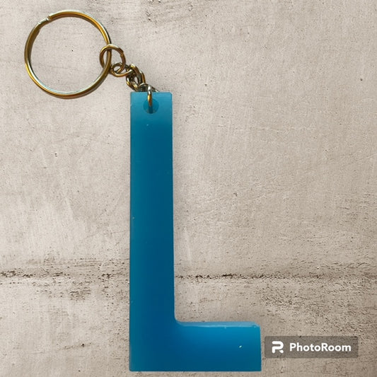 Resin / Epoxy Keychain Letter L - Hand poured and uniquely made. Size 2 1/2" x 1 1/2"