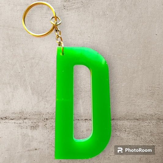 Resin / Epoxy Keychain Letter D - Hand poured and uniquely made. Size 2 1/2" x 1 1/2"