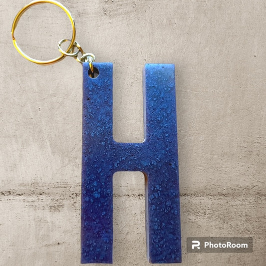 Resin / Epoxy Keychain Letter H - Hand poured and uniquely made. Size 2 1/2" x 1 1/2"