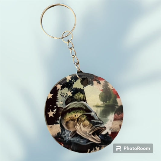 Keychain - Fish and Flag design