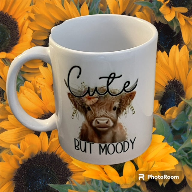 Ceramic mug "Cute but moody" Highland cow