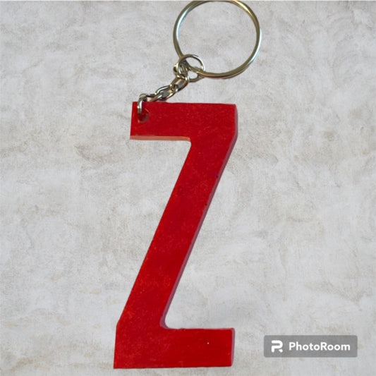 Resin / Epoxy Keychain Letter Z - Hand poured and uniquely made. Size 2 1/2" x 1 1/2"